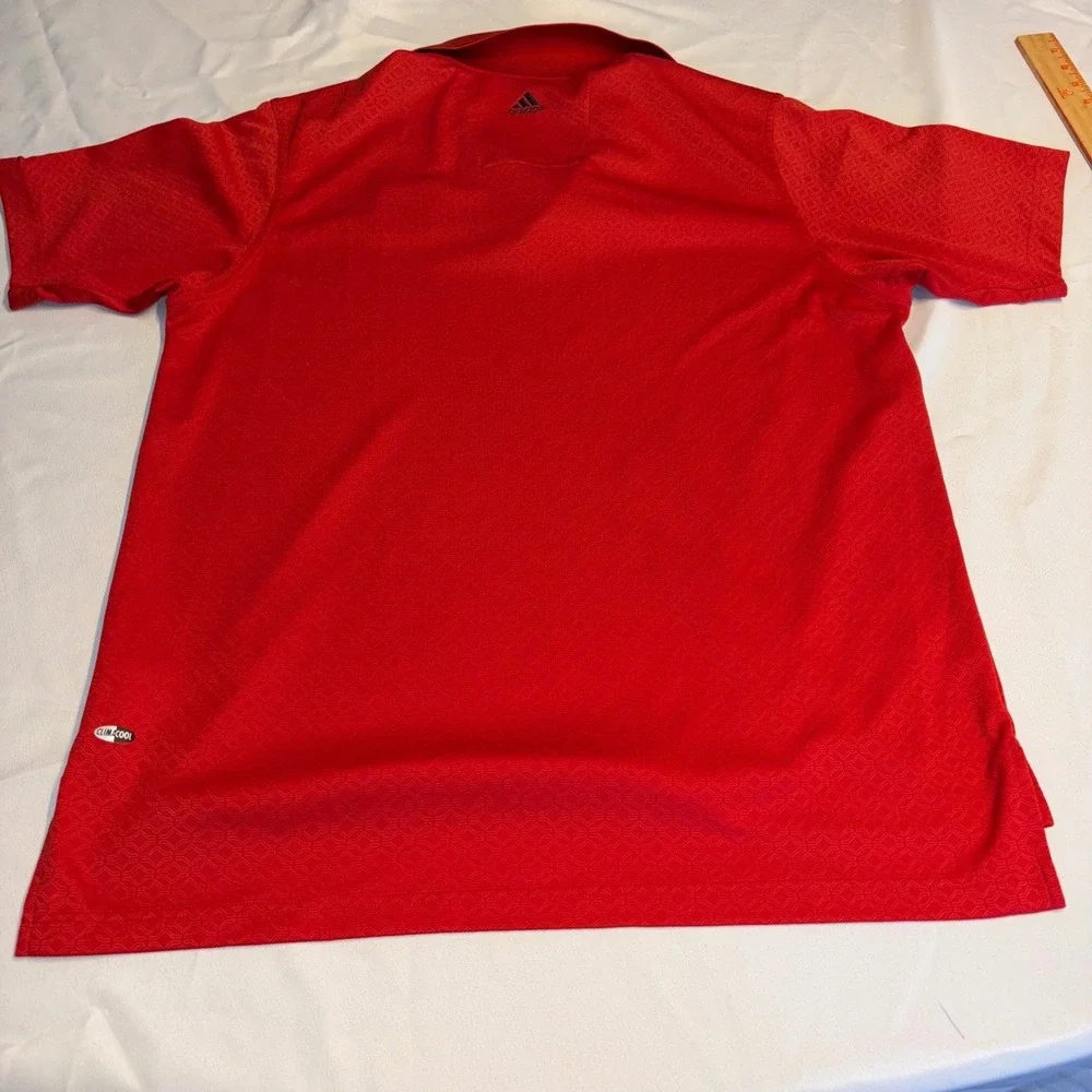 Adidas ClimaCool Golf Polo Shirt Mens Large‎ Red Textured World Tour Golf Links